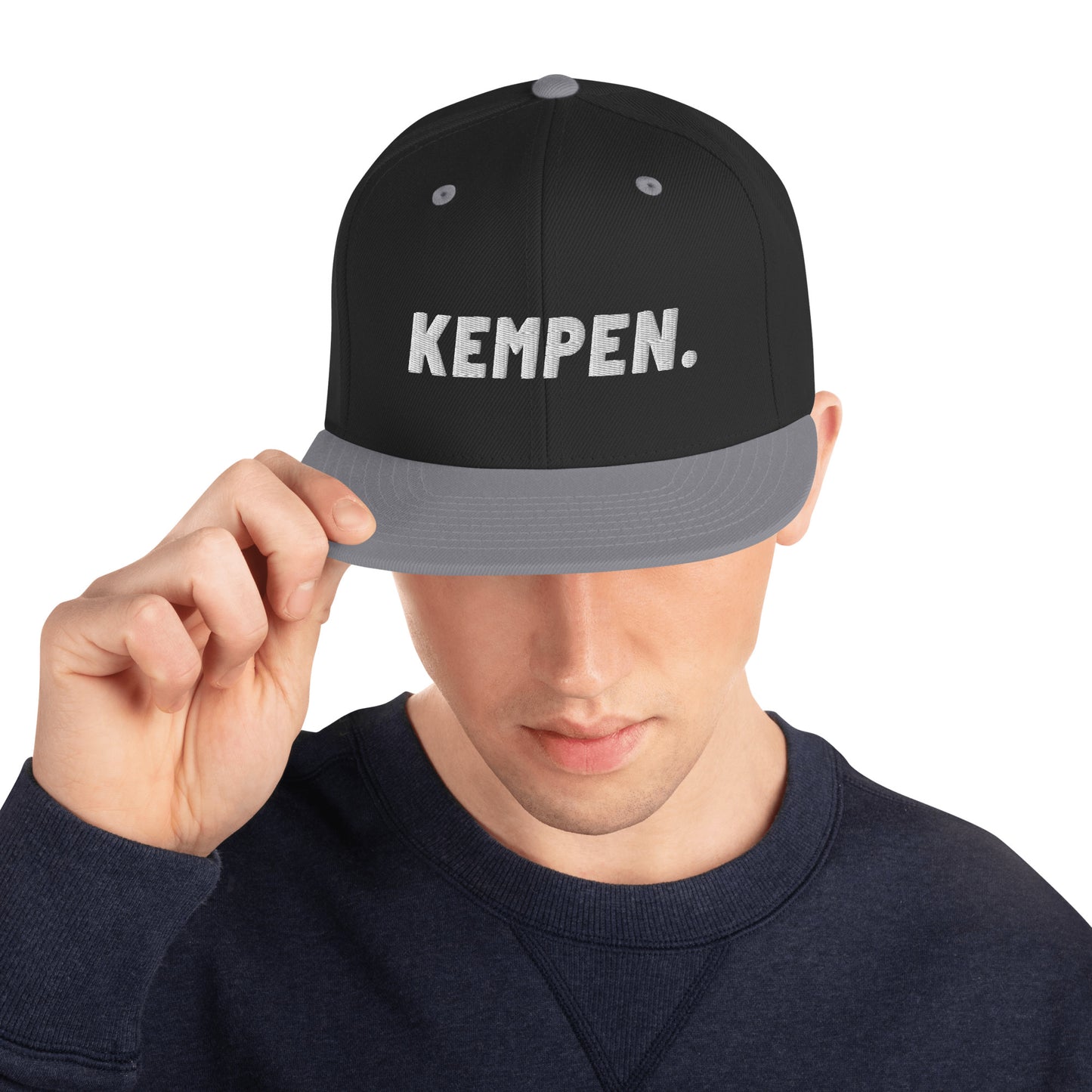 Snapback - kempen - wit geborduurd