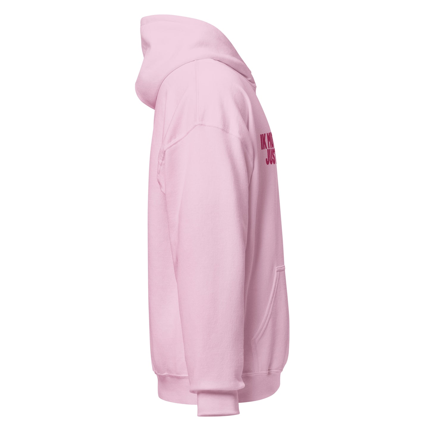 Essentials hoodie - ik muttekik just niks - roze geborduurd