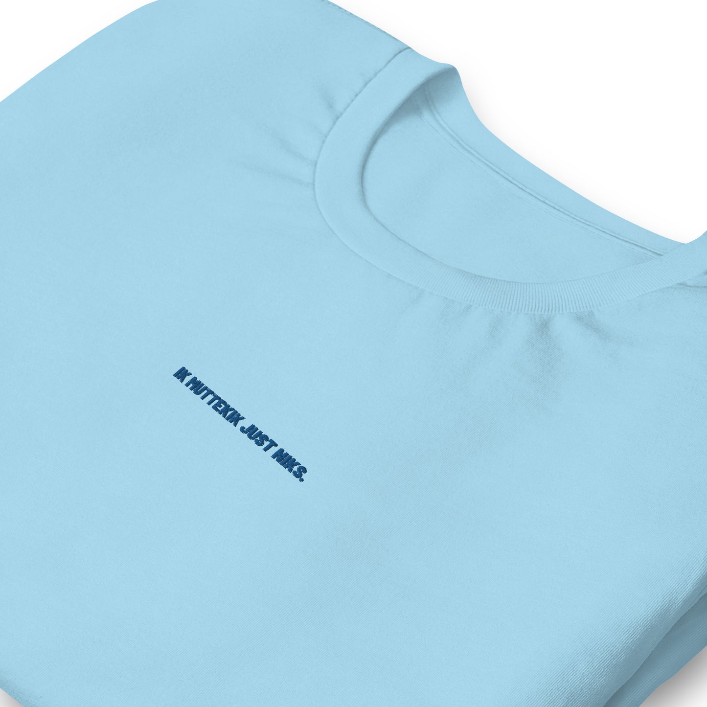 Uniseks T-shirt - ik muttekik just niks - blauw geborduurd