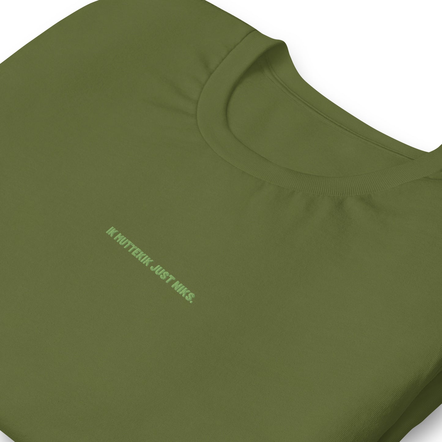 Uniseks T-shirt - ik muttekik just niks - groen geborduurd